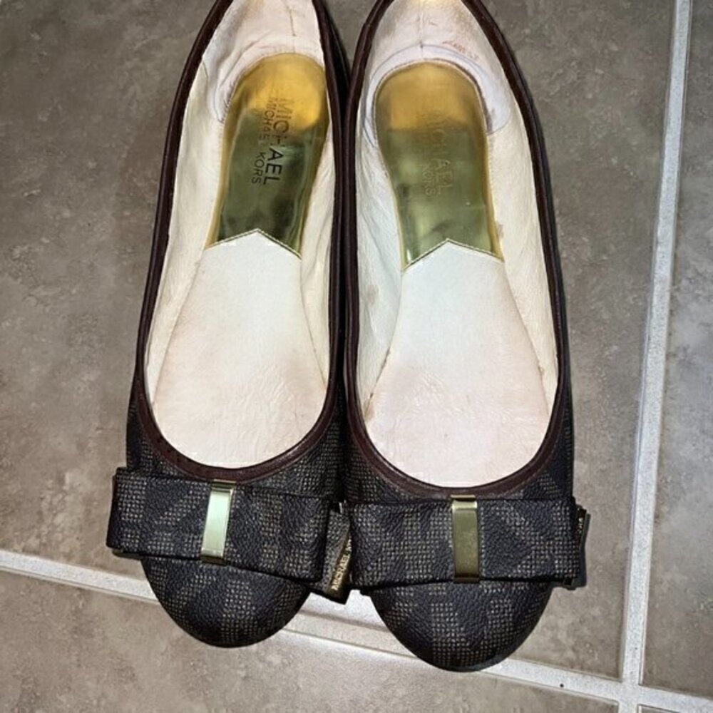 Michael Kors Kiera Brown Signature Ballet Flat